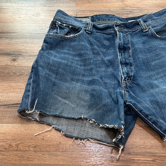 AMBERCROBI MENS 5-POCKETS BAGGY VINTAGE SHORT JEANS BLUE Sz W36 - Picture 3 of 14